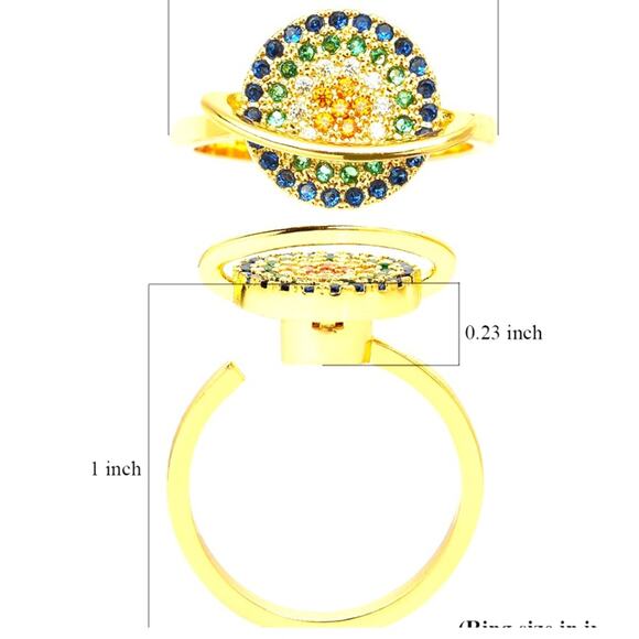 Simulated Multi Color Diamond Spinner Ring Size 7 - Picture 5 of 5